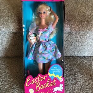 Barbie Easter Basket Barbie Doll with Pink and Blue Dress